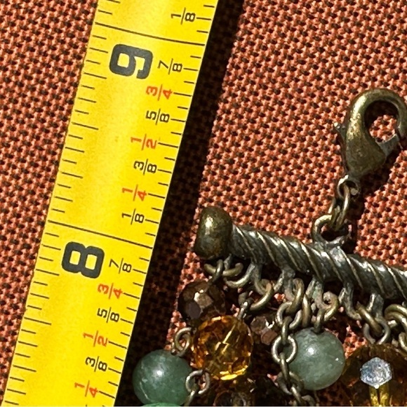 Bracelet Bronze tone Chunky Multicolor beads 8 Strand Retro Y2K Boho 6.5-7 0775 - Picture 12 of 14